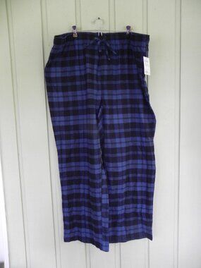 NWT Sonoma Men's Flannel Sleep Pant Blue and Black plaid XXL Kohl's